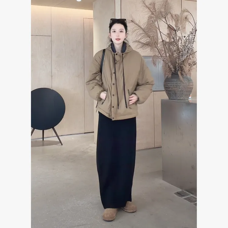 Z.blues【双面可穿 】无重暖行 肌理皱感连帽短款棉服YZQSH8862