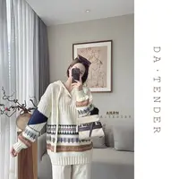 DA·Tender【复古图腾重工大毛衣】气质百搭连帽宽松小众设计含羊毛