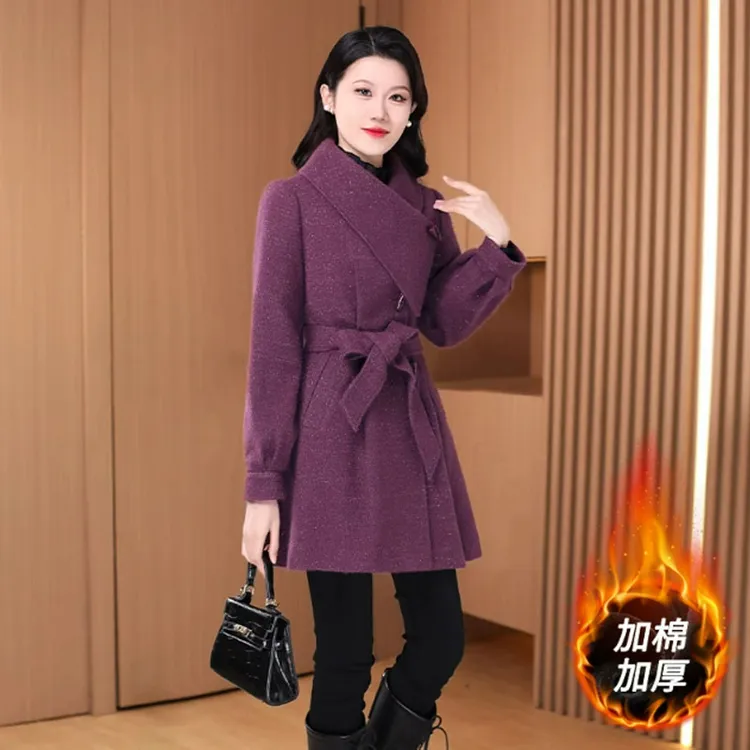 品牌贵夫人时尚毛呢外套2025秋冬新款休闲加厚保暖减龄网红款大衣
