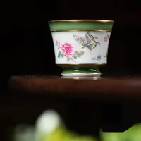 【YR】翡翠绿描金（蝶恋花）折腹杯