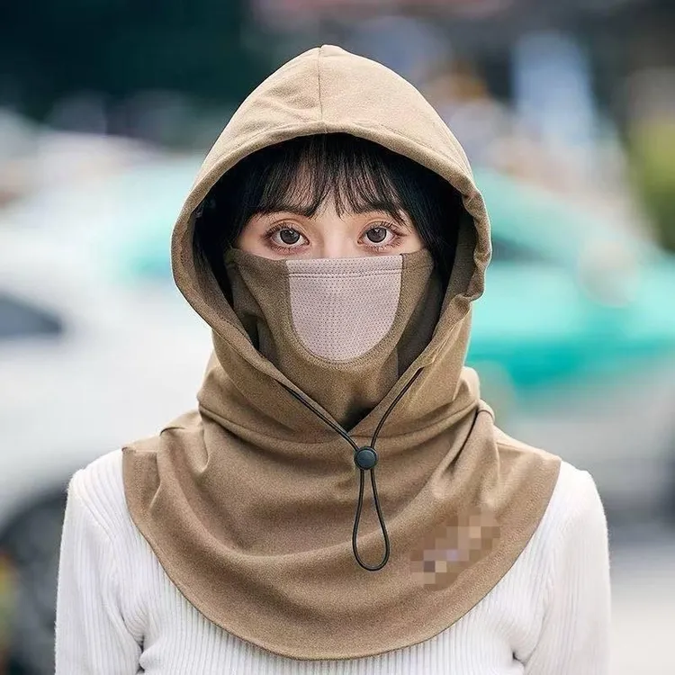 帽子围脖一体男秋冬骑行防寒面罩保暖连帽防风套头帽女头盔内胆帽