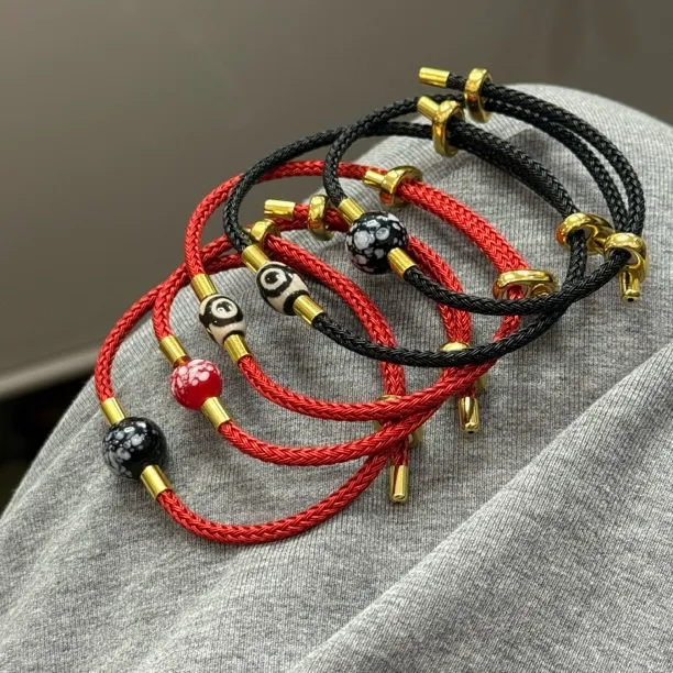 合金琉璃手链 抽拉可调幸运珠子斑点款黑白点每款不一样介意慎拍
