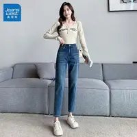 真维斯美式微喇女款高腰显瘦外穿春秋爆款休闲百搭直筒牛仔裤GL