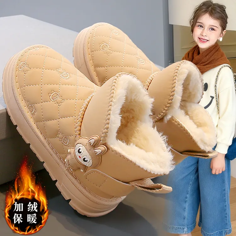 乔/丹断码女童棉鞋冬季新款儿童皮毛一体雪地靴女孩加绒保暖棉靴