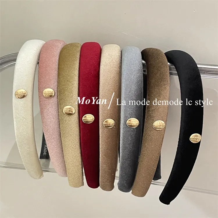 韩版秋冬气质简约小金标丝绒细边发箍网红百搭复古感头箍外出发卡