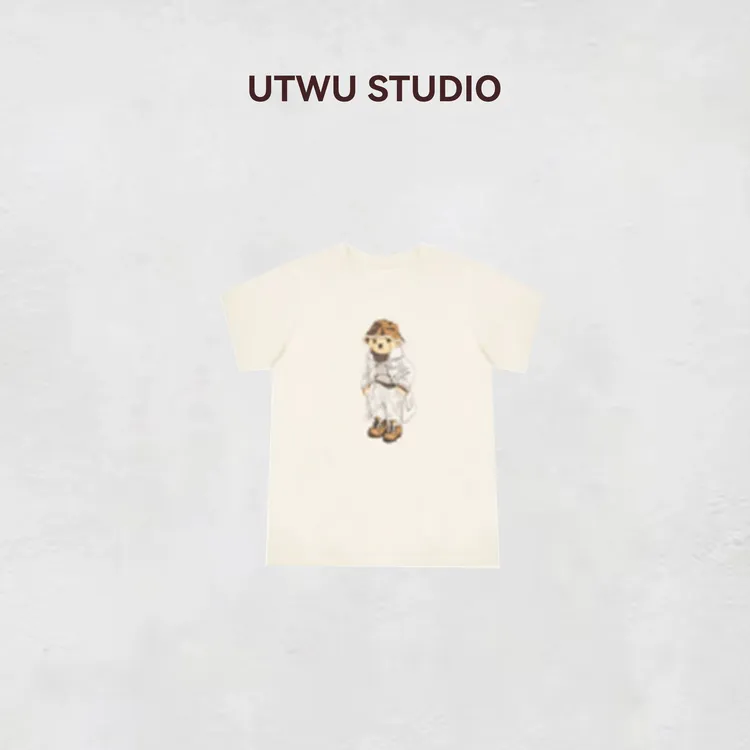 UTWU小敏「小熊T」1oo长绒棉夏季纯色拉夫小熊短袖圆领T恤S25T1030