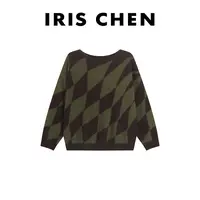 IRIS CHEN 迷宫 25秋冬“100羊毛双面拉毛”菱格慵懒针织衫25SY848