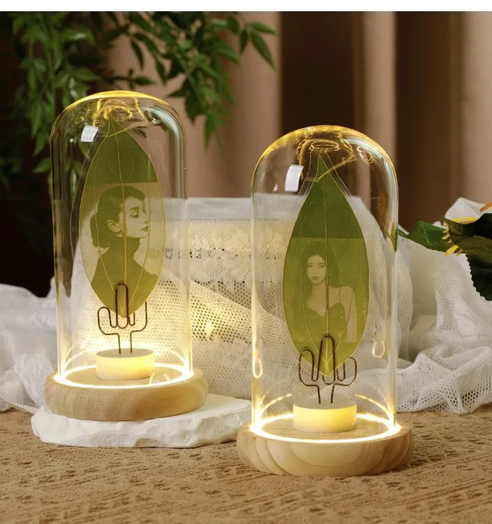 私人定制叶雕照片玻璃罩透明画框礼盒送女友母亲生日礼物创意实用