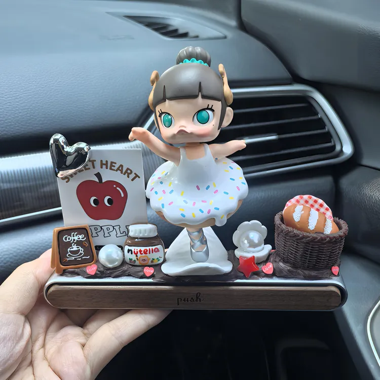 泡泡Molly面包脑袋车载摆件汽车停车号码牌中控台车内装饰品