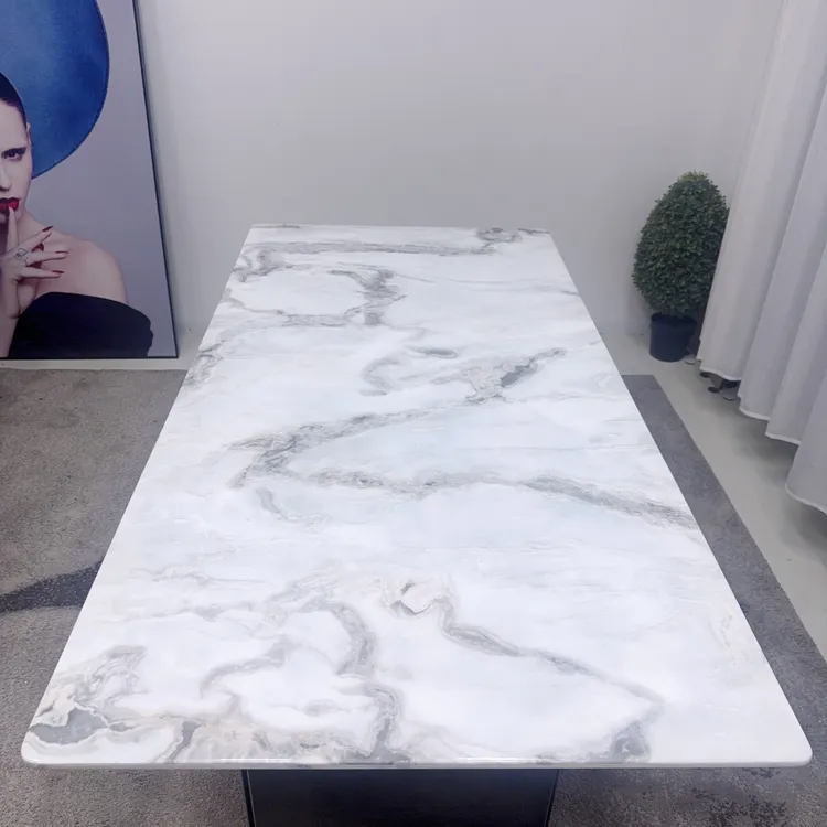 毕加索芬迪白大理石餐桌意式长方形艺术客厅轻奢桌子多人