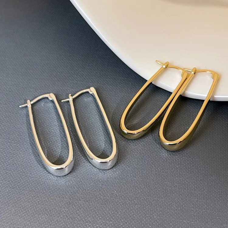 铜合金耳饰 U型耳圈耳扣女耳钉方圆脸耳饰2025新款爆款高级感耳环