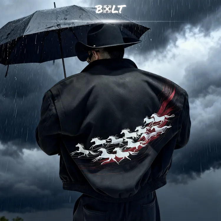 BXLT马年限定“银河白驹”刺绣春秋外套宽松休闲毛呢夹克