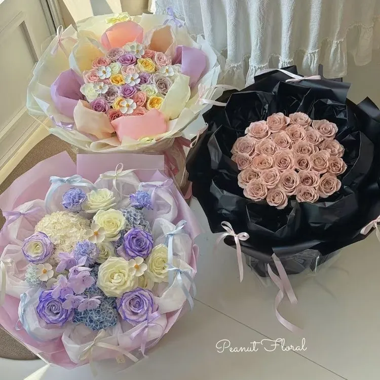 【捷优】七夕浪漫防水蝉翼膜内衬纸花束包装纸褶皱造型纸花艺资材