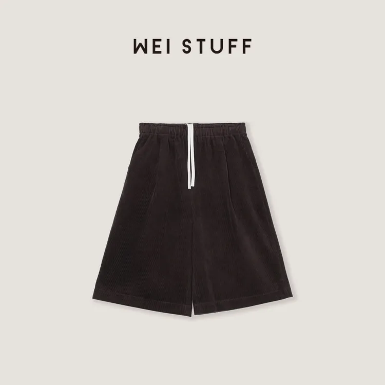 WEI STUFF“咖啡焦糖”复古灯芯绒休闲短裤 10459.             