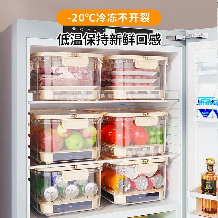 便携式户外野餐收纳盒手提保鲜盒零食水果盒单层收纳盒简约风格PP