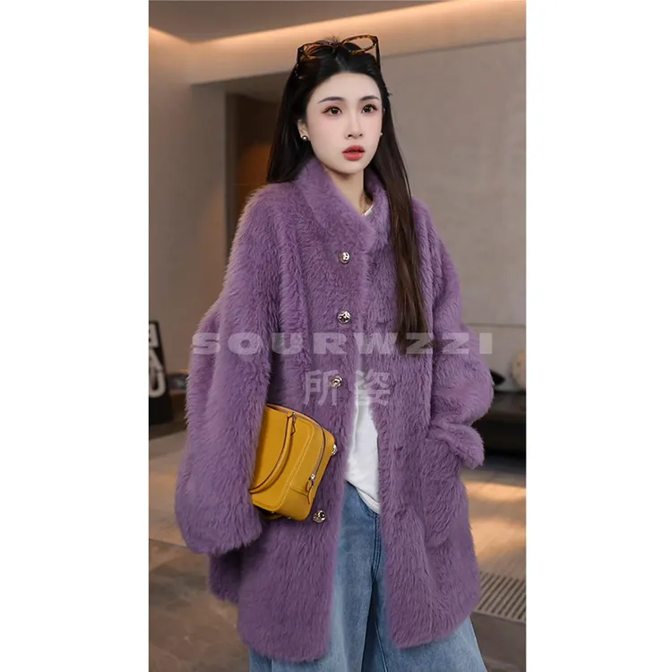 SOURWZZI/所姿100%羊毛拉绒时尚冬季休闲女士外套SZ-25759