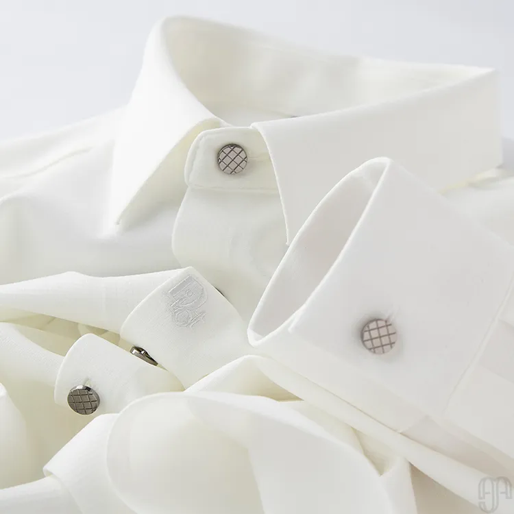 彰显高雅气质！华夫格免烫抗皱白色衬衫男士长袖商务修身夏季薄款