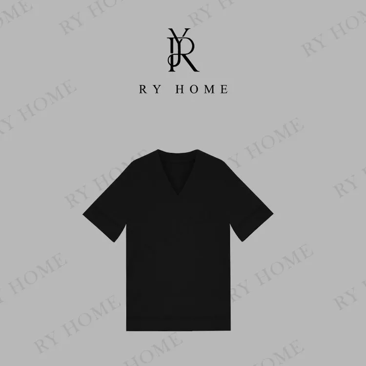 【容雨RYHOME】休闲显瘦百搭V领短袖针织T恤252T2103
