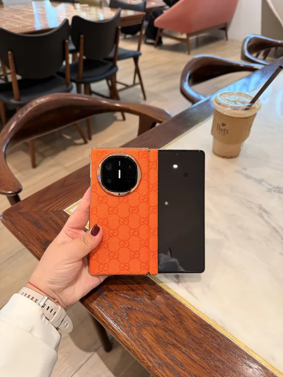 适用于华为Matex6/Matex5电镀字母磁吸中轴折叠手机壳 时尚印花