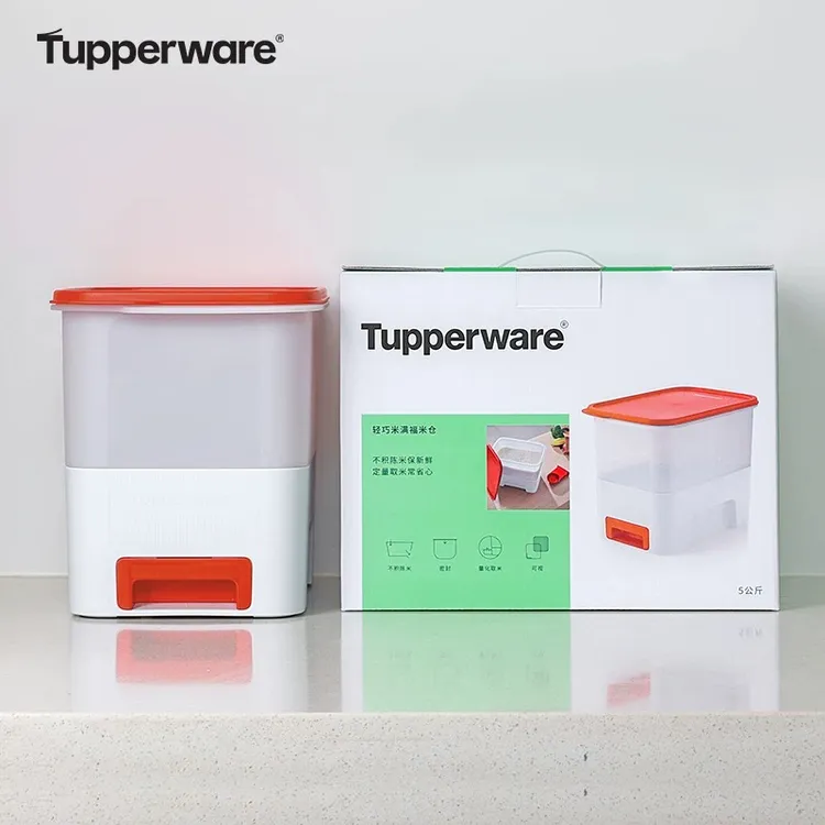 特百惠米仓家用密封自动出5kg神器大容量防潮功能箱透明密封储存