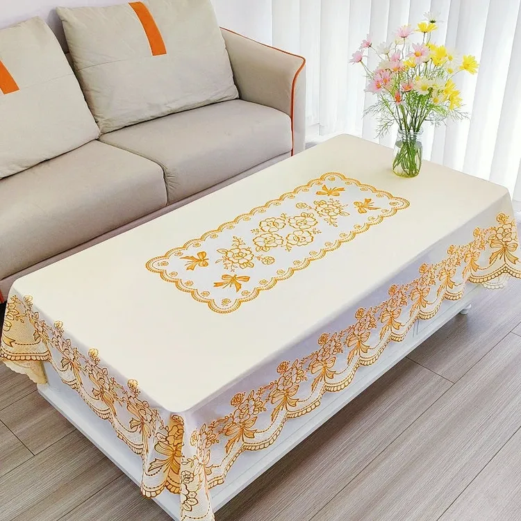 烫金印花PVC桌布个护防水防油家用防烫工具免洗长方形桌布茶几垫