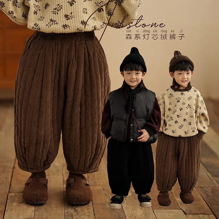 男女童灯芯绒裤子儿童棉裤男宝宝夹棉保暖加厚宽松束脚裤冬款潮