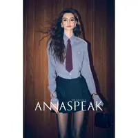 ANNASPEAK慵蓝航海系 抗皱长绒棉复古格子上衣气质通勤格纹衬衫女