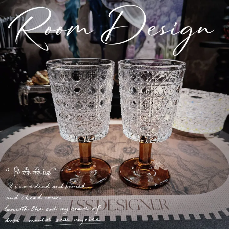 【拍一发二】340mL宝石纹果汁杯玻璃杯咖啡厅奶茶鸡尾酒杯客厅摆件