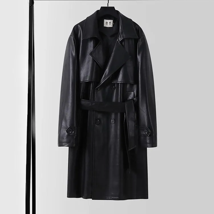 2025新款秋冬季高级设计感PU皮衣外套美式痞帅中长款过膝加肥加大