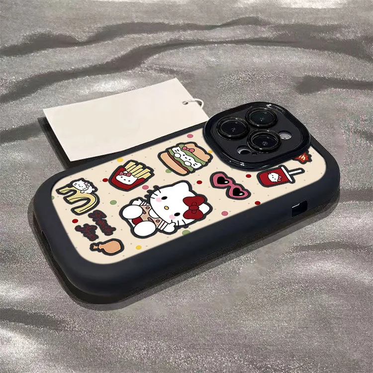汉堡KITTY猫适用iphone1716promax苹果1514P手机壳泡芙131211全包