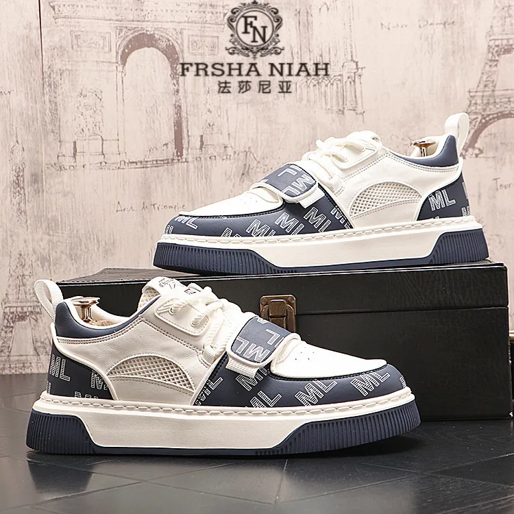 法莎尼亚新款厚底板鞋夏季轻便透气低帮时尚潮流百搭男士休闲鞋