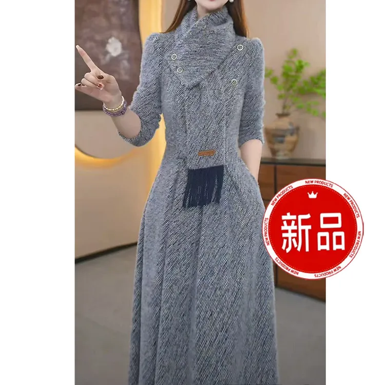 洋气收腰女装显瘦气质长袖时尚裙子连衣裙