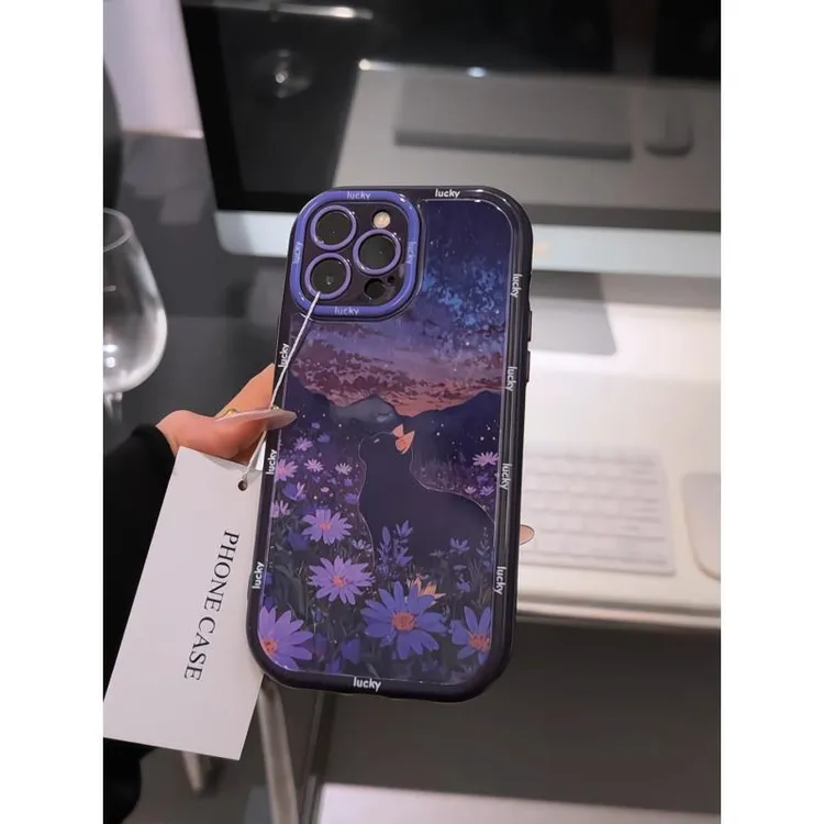 适用苹果16pro手机壳iPhone15奶油华为p80荣耀日出花园猫咪小米15