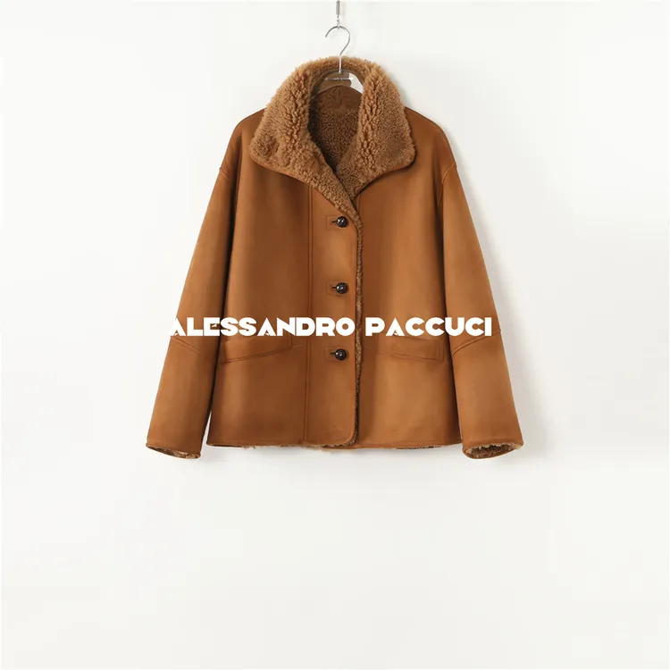 AP洛哥54016CM【黑标系列】西班牙进口羊皮毛一体手工喷色复古外套