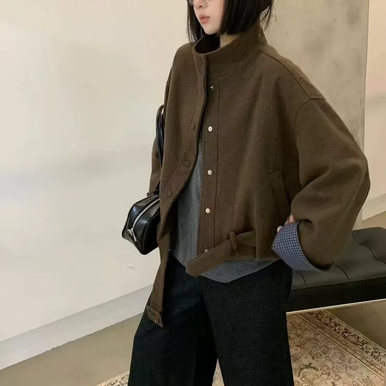 短款毛呢外套女2025秋季新款大码胖mm时尚百搭显瘦韩版休闲夹克