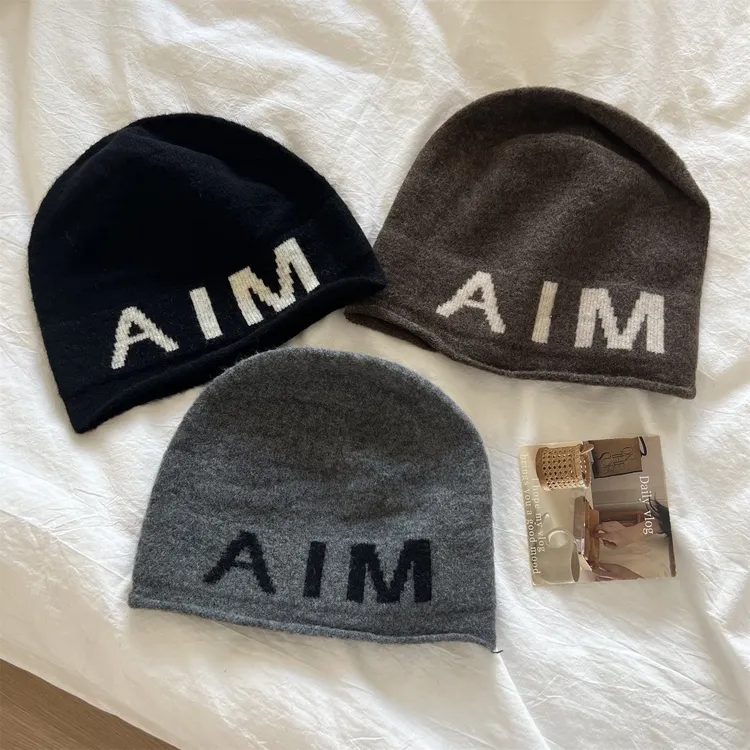 韩版ins字母包头帽子女春秋季时尚百搭大头围套头冷帽秋冬百搭