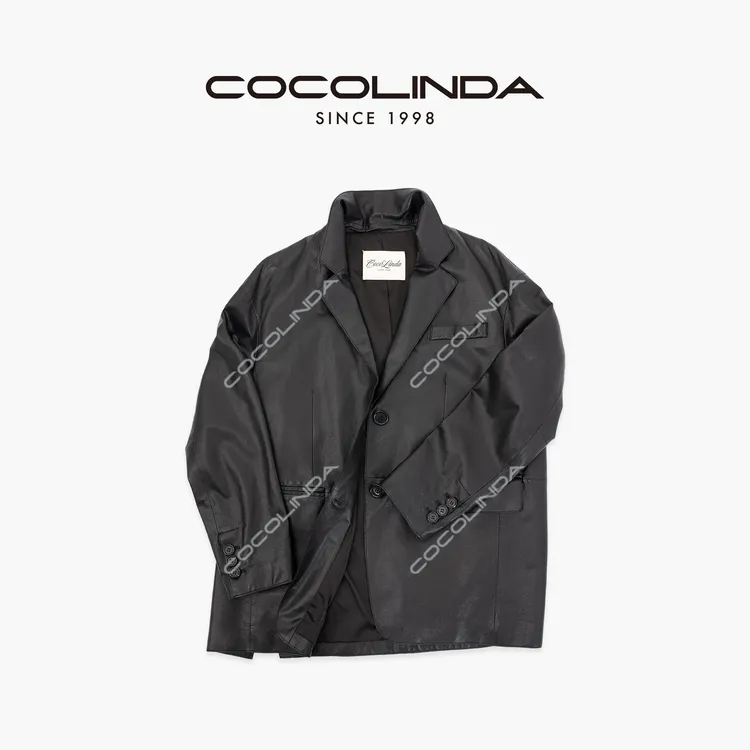 COCOLINDA | Row100%绵羊皮洒脱薄款西装款皮衣F2944