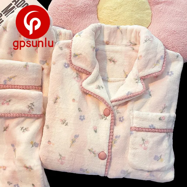 gpsunlu珊瑚绒睡衣女款秋冬季加厚加绒2025新款法兰绒冬天家居服