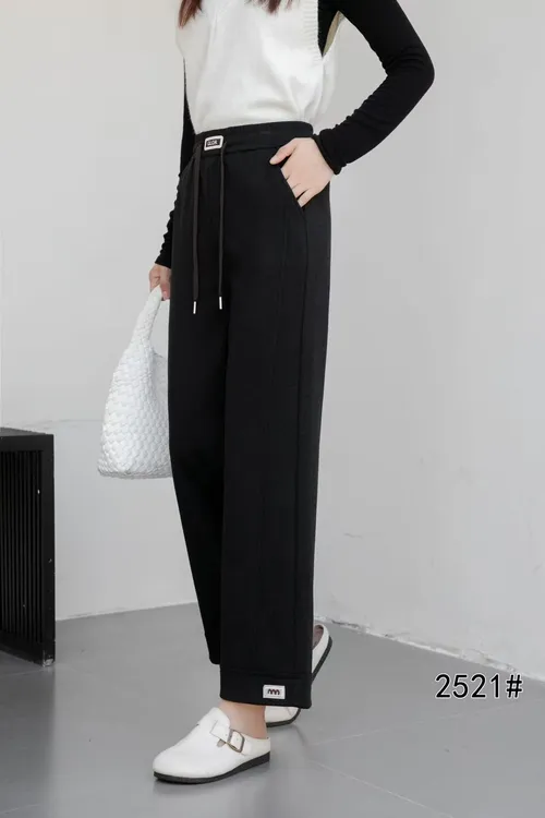 高腰直筒裤加绒加厚款保暖休闲裤宽松外穿黑色百搭时尚阔腿裤秋冬