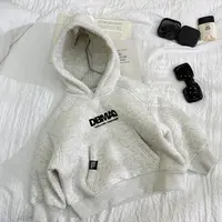 小马家2025儿童冬款加厚糕糕绒连帽卫衣D-7237时尚宽松百搭