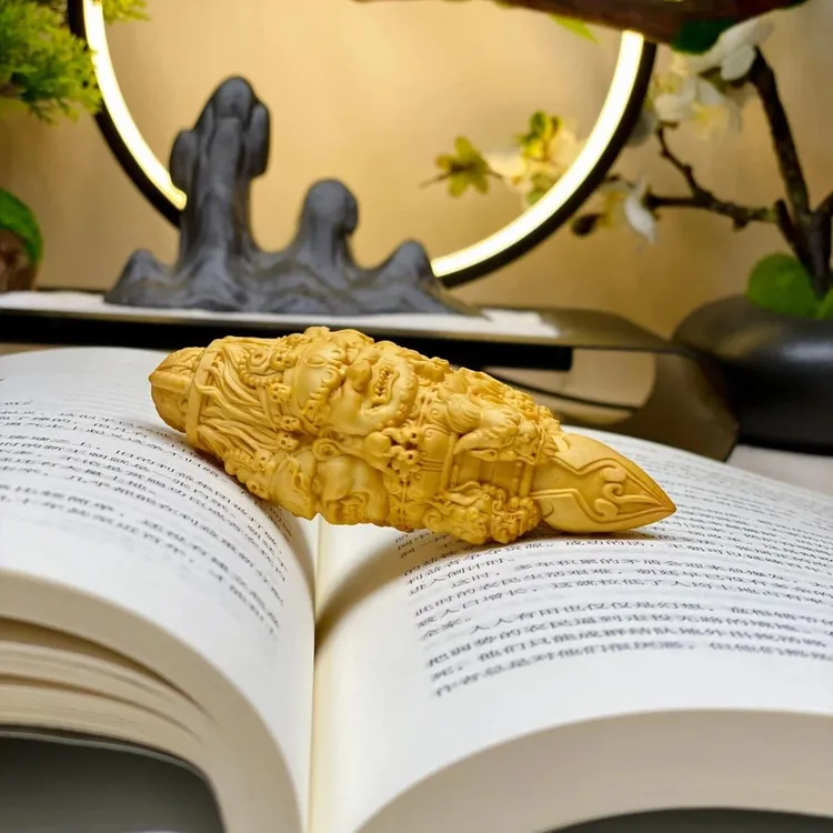 黄杨木雕大黑天降杵随身盘玩男士手把件家居家用装饰品挂件文玩