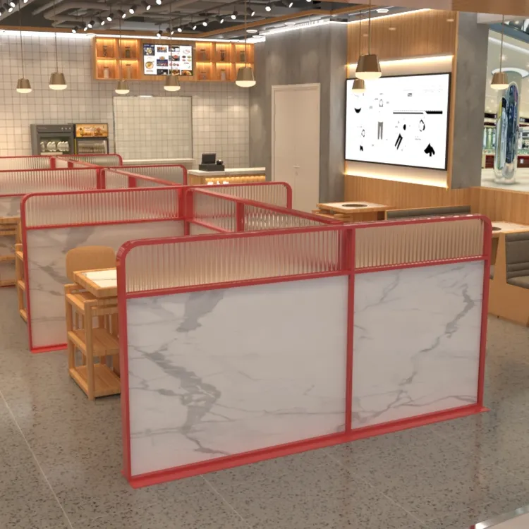 餐厅火锅店落地加厚长虹钢化玻璃卡座半墙可移动过道遮挡围墙定制