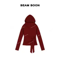 【釜山街区】塑造曲线~蓄热双面绒感侧绑带纽扣连帽弹力打底衫