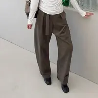widelia陈魅儿2025秋冬新款 复古直筒腰带潮流阔腿休闲裤子811925
