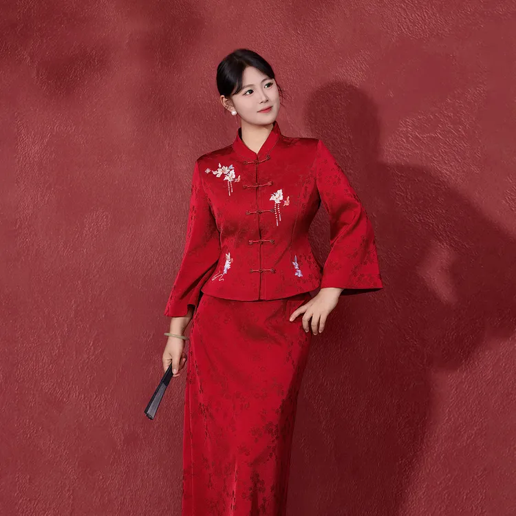 【窈窕佳人】秋大码女装微胖mm新中式国风订婚结婚敬酒服DM32819