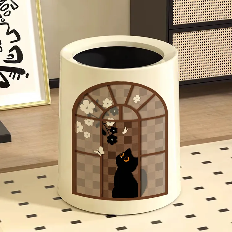 现代北欧风简约垃圾桶家用大容量2025新款卧室客厅卫生间纸篓