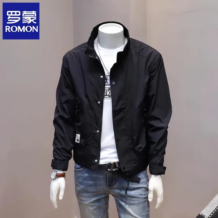 罗蒙男士外套春秋季韩版简约立领工装上衣服百搭休闲薄款帅气夹克