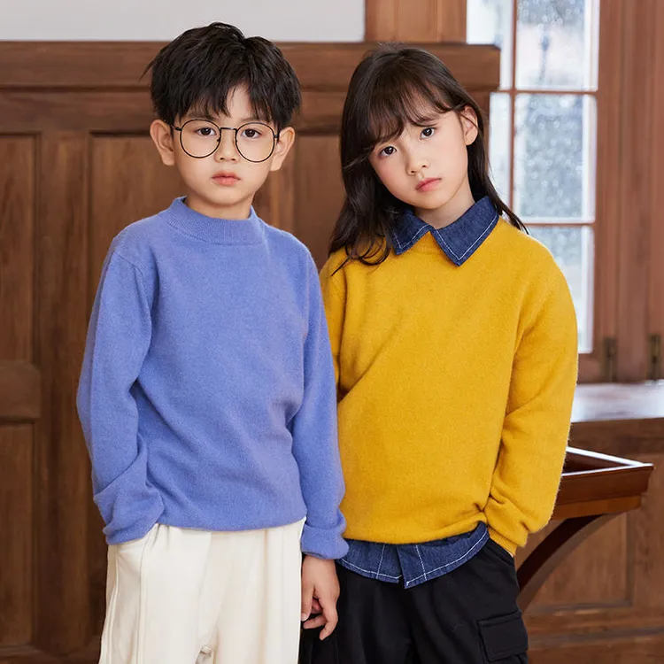 儿童羊毛衫秋冬新款男童女童毛衣纯色半高领针织衫打底毛衣百搭