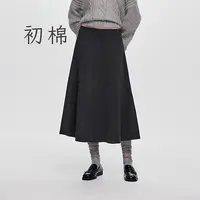 初棉立体拼裁哑光针织A字半身裙女促垂坠感微弹显瘦半裙366617005