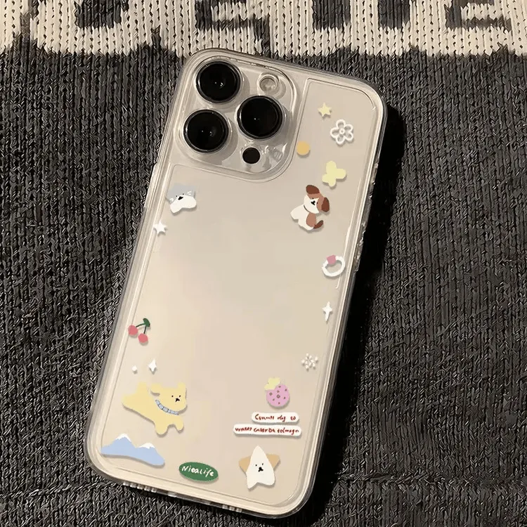 花花小狗适用苹果11PROMAX手机壳iPhone15新款14小众13软壳12简约